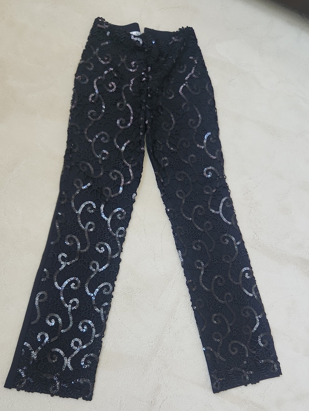 Impressions Black Sequin Lace Straight Pants